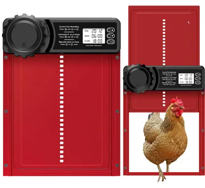 Automatische Kippenklappe aus Aluminium mit Timer, Rot
