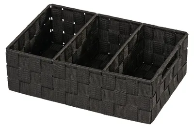 Image de WENKO Organiseur 3 compartiments avec poignée Corbeille Salle de bain Cuisine WC Rangement ADRIA