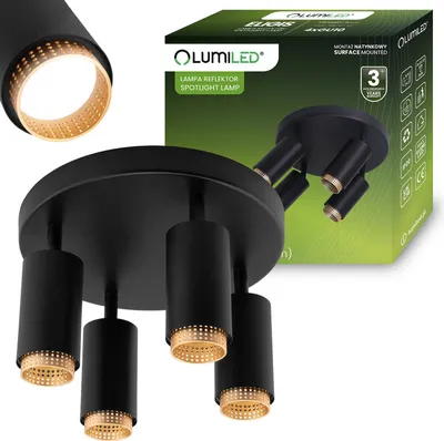 Zdjęcie produktu dla Lampa Sufitowa Reflektor 4x GU10 Plafon ELIGIS Czarny LUMILED