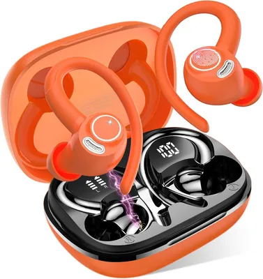 Produktbild von Bluetooth 5.3 Sport Kopfhörer mit Ohrbügel, 40H Spielzeit, HD Mikrofon, Dual LED Display, IP7 Wasserschutz, Komfort In-Ear Headset