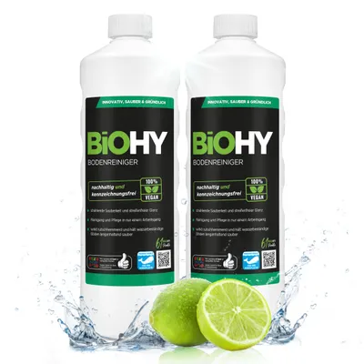 Produktbild von BiOHY Bodenreiniger 2er Sparpack (2x1l), Glanzreiniger, Bodenwischpflege, -Konzentrat – 2er Pack (2 x 1 Liter Flasche)
