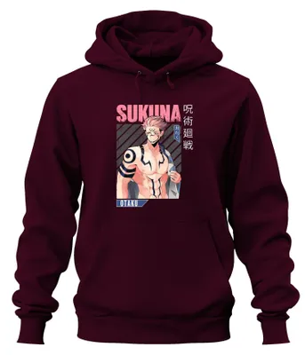 Immagine prodotto di Sukuna Jujutsu Kaisen Otaku Anime Estetica Regalo per fan Felpa con cappuccio vintage unisex, bordeaux, XXL