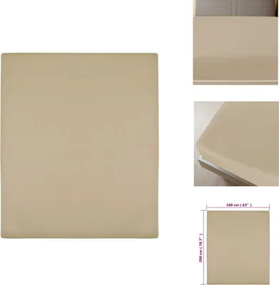 Produktbild von vidaXL Spannbettlaken Jersey Taupe 160x200 cm Baumwolle -  Bettlaken
