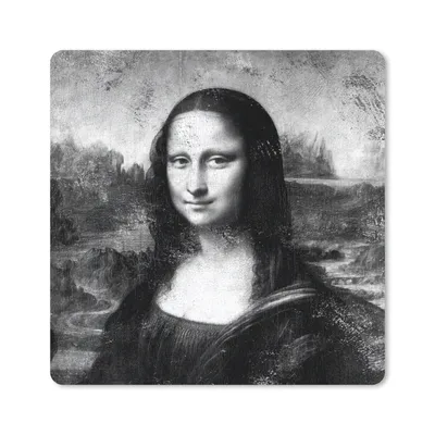 Produktbild von MuchoWow® Mauspad Mousepad Mona Lisa - Leonardo da Vinci - Schwarz - Weiß 30x30 cm - Mousepads - Maus Mat - Pad - Mausunterlage - Gaming