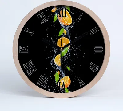 Produktbild von Holzuhr 25fi cm wanduhr - schwarze Spitzen - Orangen und Wasser