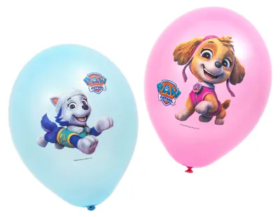 Imagen del producto de 6 globos de látex de la Patrulla Canina en color rosa (27 cm)