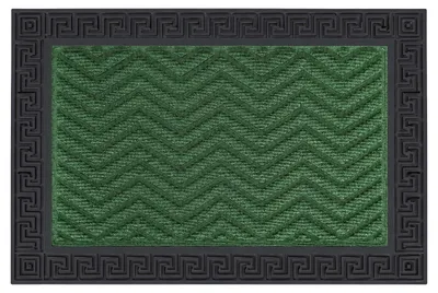 Productafbeelding van Relaxdays deurmat van polypropyleen, met een zigzagpatroon, weerbestendig, antislip, geschikt voor binnen- en buitengebruik, vuilafschermende mat, groen