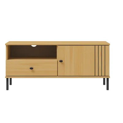 Produktbild von Woodroom TV-Lowboard Kiefer massiv eichefarbig lackiert 105x47x40 cm