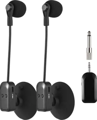 Zdjęcie produktu dla Bezprzewodowy mikrofon instrumentalny Dilwe, odbiornik 2,4 g z przyssawką do wiolonczeli, gitary, akordeonu, redukcja szumów, mikrofon na 131 stóp (1 odbiornik z 2 mikrofonami)