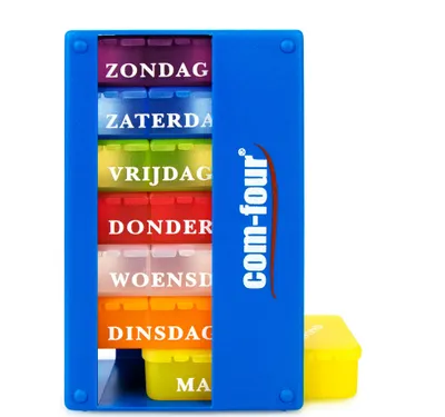 Produktbild von COM-FOUR® 1x Medikamentendosierer auf NIEDERLÄNDISCH - Medikamenten-Box für 7 Tage - je 3 Fächer - Pillendose - Pillenbox - Tablettenbox - Wochendosierer zur Aufbewahrung [NIEDERLÄNDISCH]