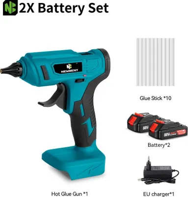 Produktbild von Akku Heißklebepistole - Kabellos 18V - Leistung 100W - Bis 280 °C - Für 11 mm Klebesticks - Wiederaufladbar - Mit 2 Akkus