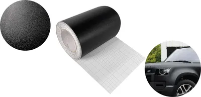 Produktbild von Autofolie Matt 20x1500 cm - Strukturfolie Schwarz Matt - Klebefolie Auto mit Luftkanal-Kleber und UV-Schutz - Selbstklebend Folie für Innen und Außen - Auto Folierung für Tuning - Einstiegsleisten Schutz