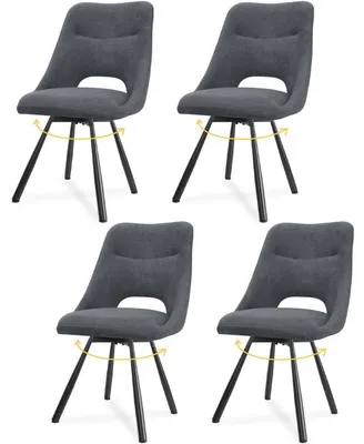Produktbild von Esszimmerstühle drehbar 4er Set, Küchenstuhl, 360° Drehstuhl, Ergonomischer Polsterstuhl, armlos, Dunkelgrau