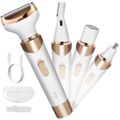 Produktbild von lektrischer Rasierer für Frauen, 4-In-1 Elektrischer Damenrasierer, Schmerzfreier Intimrasierer Elektrorasierer für Frauen, Haartrimmer für Gesicht