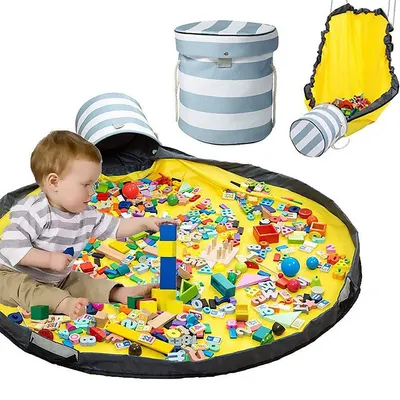 Produktbild von Aufbewahrungstasche für Kinderspielzeug mit Spielmatte und Reißverschluss, Aufräumsack/Organizer für Bauklötze, Autos, Puppen und anderes Spielzeug