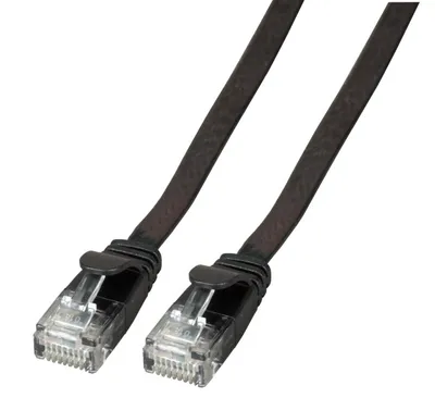 Produktbild von EFB RJ45 Flachpatchkabel U/UTP, Cat.6A, PVC, 3m, schwarz