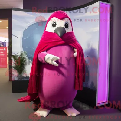 Produktbild von Magentafarbenes REDBROKOLY Pinguin-Maskottchenkostüm mit A-Linien-Kleid und Schals