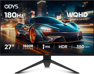 A computer monitor displaying a sports car graphic, with text overlays highlighting its features.