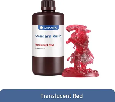 Produktbild von 3D-Druckerharz - UV 405 nm Photopolymer - Standard - Hohe Präzision - Für LCD/DLP/SLA - 10 kg - Transparent Rot