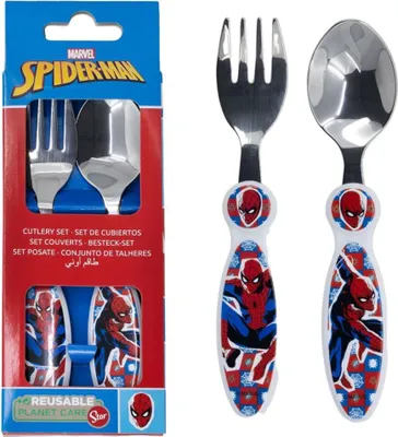 Image de Set de couverts pour enfants | Marvel Spider-Man | 2 pièces fourchette et cuillère