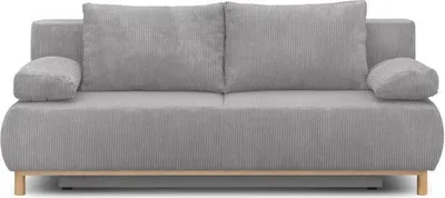 Image de Banquette Convertible 3 Places, Velours Côtelé Gris Clair, Coffre de Rangement, L 192 cm
