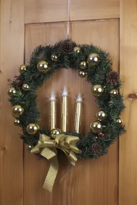 Weihnachtskranz mit LED-Beleuchtung, gold, 33 cm