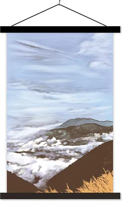 Produktbild von MuchoWow® Textilposter Wolken - Berg - Himmel 40x60 cm mit schwarzem Rahmen - Wanddekorationen