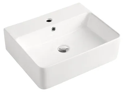 Productafbeelding van Beitz & Walz AqvaCeramica wastafel met "SlimRim"-rand, met kraangat, 520 x 420 mm, wit