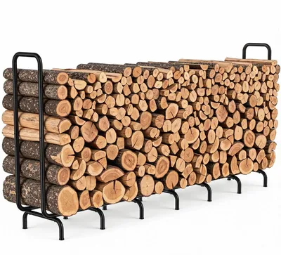 Imagen del producto de Leñero para leña - Negro - Metal - 258 x 40 x 96 cm - Para interior y exterior