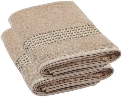 Zdjęcie produktu dla Zestaw 2 dużych, h ręczników do kąpieli Unyqoos®, 100% bawełna, 70 x 140 cm, kolor beżowy, dobrze chłonące i szybko schnące