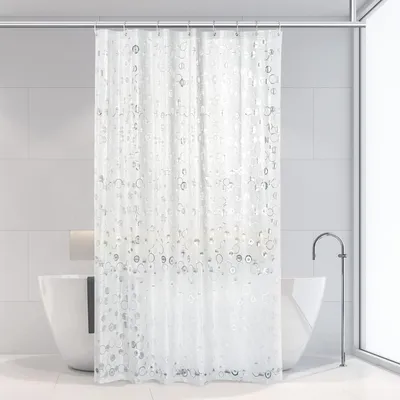 Productafbeelding van Douchegordijn, 120 x 200 cm, transparant, schimmelwerend, wasbaar, gemaakt van EVA, geschikt voor gezinsbadkamers, met 8 ringen