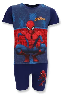 Produktbild von Marvel Spiderman Jungen Schlafanzug Pyjama Shirt Shorts - 110, Blau