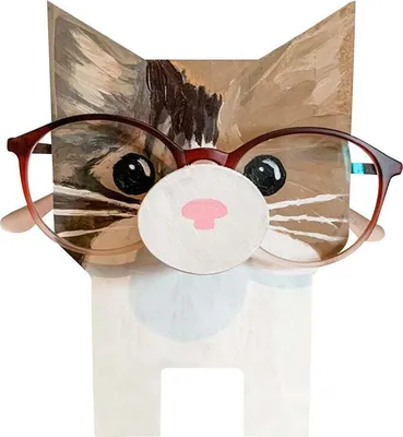 Produktbild von (Cat) Cute Creative Animal Glasses Holder, 1 kus dřevěného rámu na brýle ve tvaru zvířete pro domácnost, kancelář, dekorace na stůl