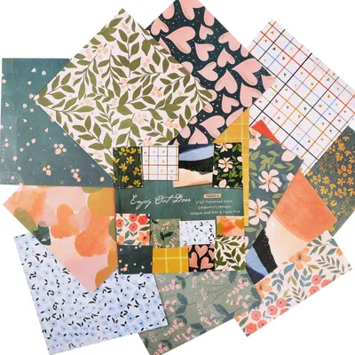 Productafbeelding van 24 vellen papierblok, 15,2 x 15,2 cm, decoratief papier voor kaarten maken