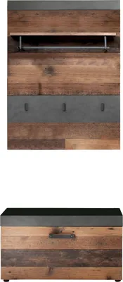 Produktbild von trendteam Garderobe 2-teilige Kombination Indy Graphit Grau Matera NB/Old Wood NB 80 x 192 x 37 cm