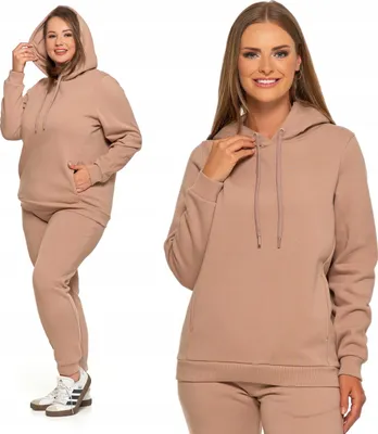 Produktbild von Warmes Damen-Kapuzen-Sweatshirt Beige Klassisch Glatt MORAJ XXL