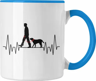 Produktbild von Trendation - Hunde Herzschlag Tasse Geschenk für Hunde-Mama Besitzer Herrchen Hobby Geschenkidee (Blau)
