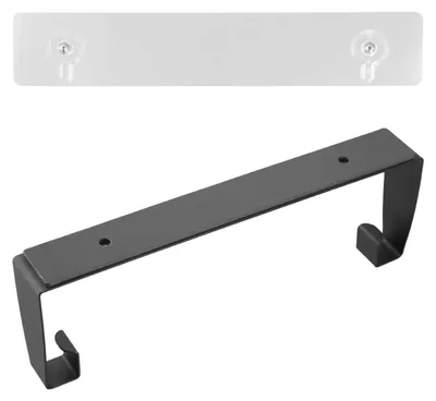 Image de Porte-rouleau de 29 cm, sans perçage, porte-rouleau autocollant, porte-rouleau de cuisine en acier inoxydable, support mural pour papier toilette dans la cuisine, la salle de bains et le salon – noir