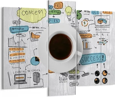 Produktbild von Bild auf Leinwand - Leinwandbild - Kaffee Morgen Tasse Frühstück - 95x80cm - Wand Bild - Wanddeko - Leinwanddruck - Bilder - Kunstdruck - Wanddekoration - Leinwand bilder - Wandkunst - CB95x80-2481