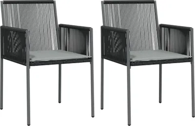 Productafbeelding van vidaXL Tuinstoelen met kussens, 2 stuks, zwart, 54x60,5x83,5 cm