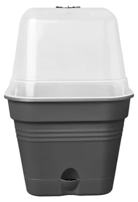 Image de Pot De Culture Green Basics Carré 15cm Noir Pot De Culture Carré Durable Avec Soucoupe Intégrée - Elho