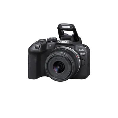 Produktbild von EOS R10 + RF-S 18-45mm F4.5-6.3 IS STM + Bajonettadapter EF-EOS R Systemkamera