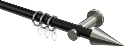Produktbild von Interdeco Gardinenstange / Vorhangstange Schwarz / Edelstahl-Optik, Typ Platon Savio (Kegel), 20 mm Ø 1-läufig, 100 cm