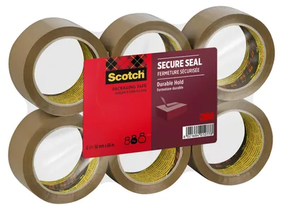 Produktbild von Scotch® Secure Seal, Verpackungsklebeband, Transparent, 50 mm x 66 m, 6 rollen