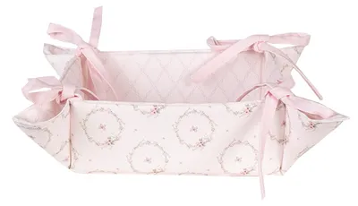 Zdjęcie produktu dla Koszyk na pieczywo Clayre & Eef 35x35x8 cm Różowy Bawełniany Królik
