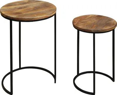 Produktbild von byLIVING Zweisatztisch Jaron, Breite 40 und 30 cm, Mangoholz, Gestell Metall schwarz