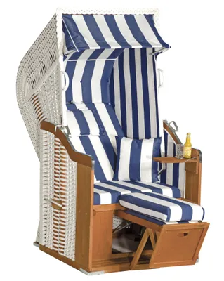 Produktbild von Müsing Strandkorb Sunny Smart Rustikal 250 Plus blau, weiß, braun Kunststoff, Holz, 6-teilig