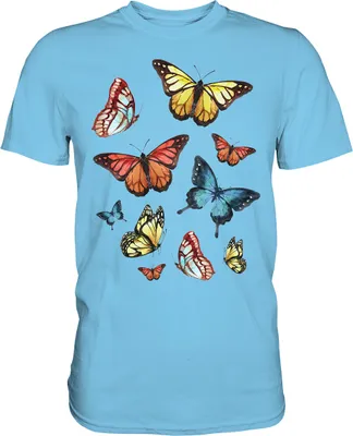 Produktbild von Frauen Bunte Schmetterlinge T-Shirt – Sky Blue / XXL