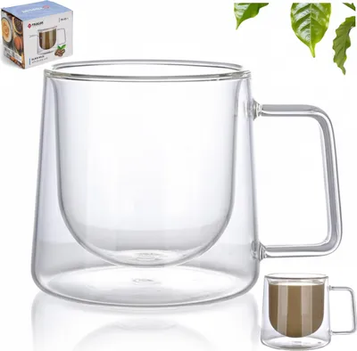 Zdjęcie produktu dla Szklanka 250ml z Podwójnym Dnem Ścianką do Kawy Herbaty Kubek do Napojów