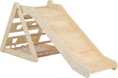 Produktbild von Moni Toys Montessori 3-in-1 Klettergerüst aus Holz mit Rutsche
